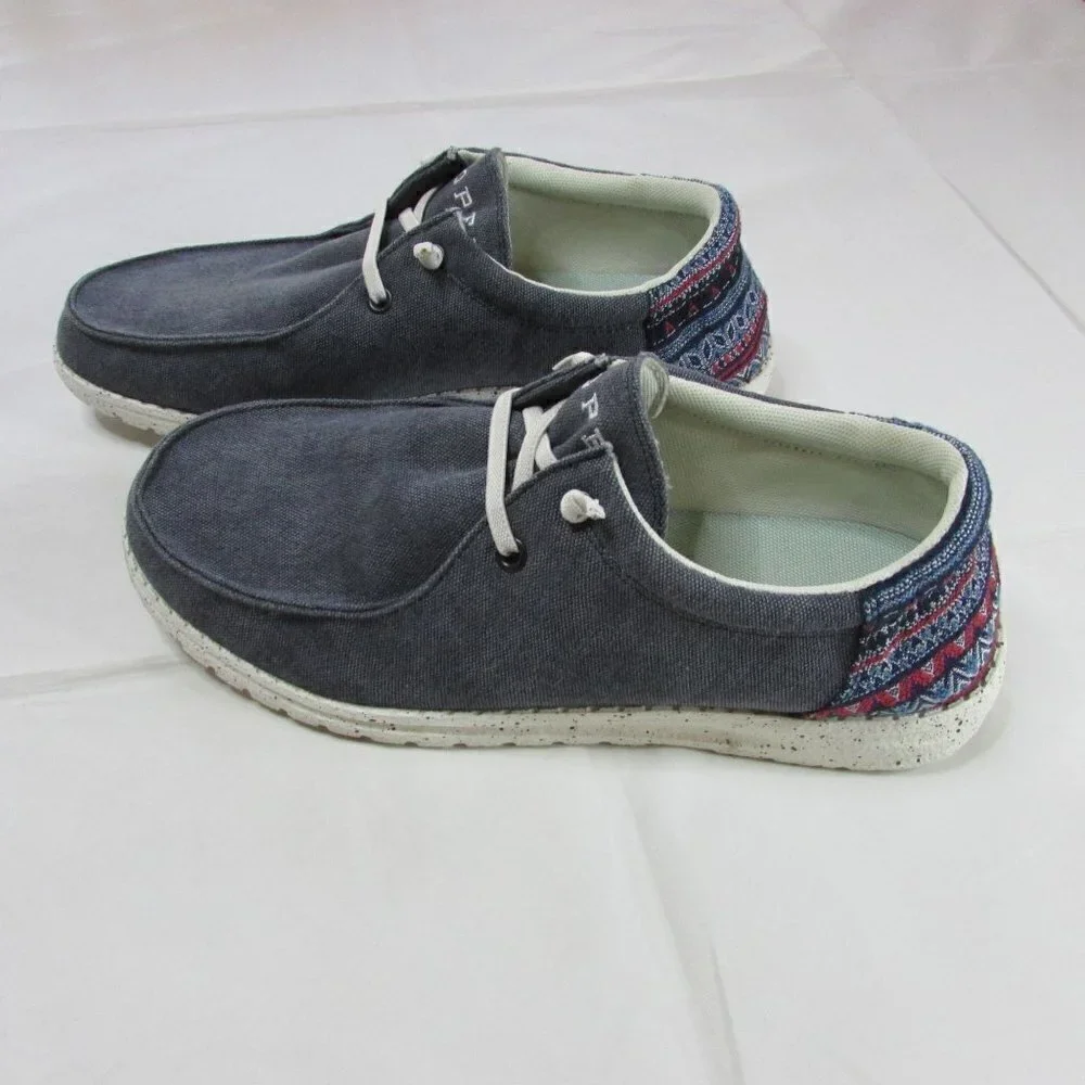 Roper Men's 8.5 Hang Loose Slip on Loafer Shoe - Navy Canvas
